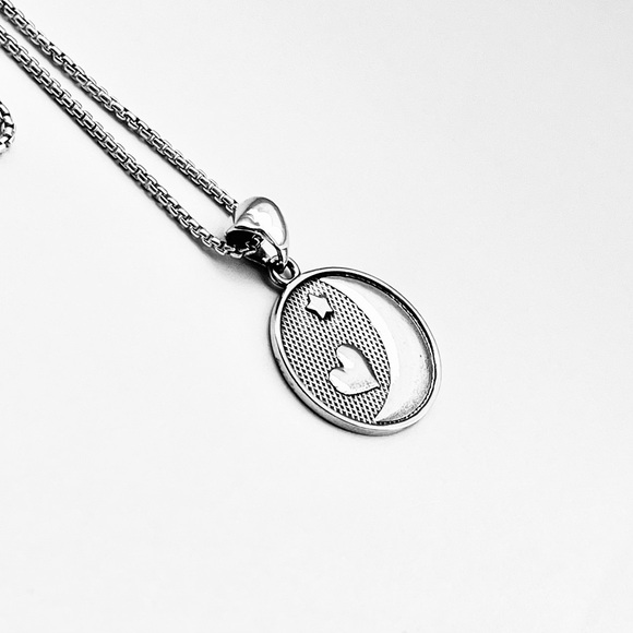 Sterling Silver I Love You To Moon & Back Necklace, Heart and Moon Jewelry Chain - Picture 9 of 13